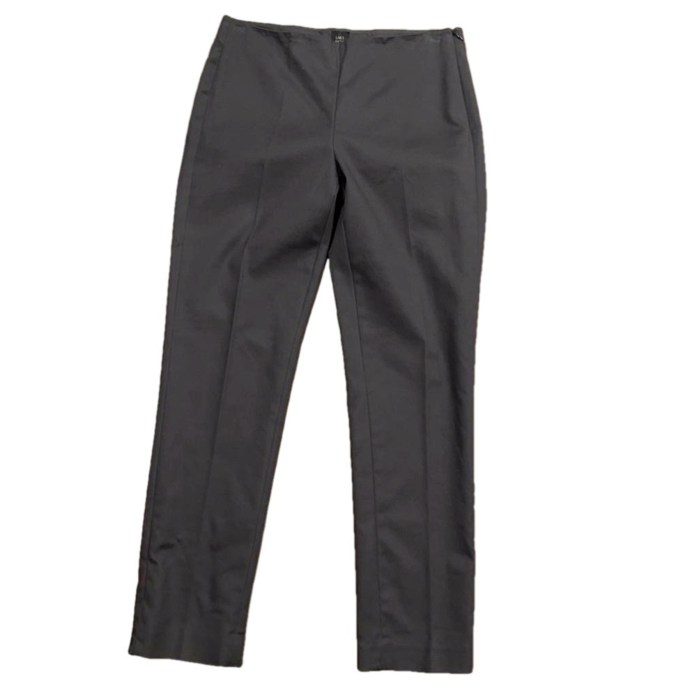 Saks Fifth Avenue Slim Leg Side-Zip Pants Sz 4 Cotton Blend Brown-Blackish Grey